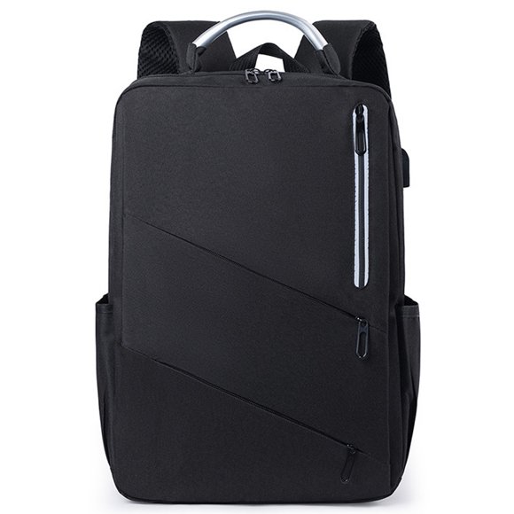 Mochila de viaje para computadora portátil para hombres, mochila con puerto de carga USB, mochila para computadora, negra