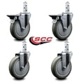 thumbnail image 2 of 5 Inch Gray Polyurethane Wheel Swivel 3/4 Inch Square Stem Caster Set 2 Brakes, 2 of 2
