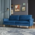 thumbnail image 7 of 75'' Mid-Century Modern Sofa, Comfortable Upholstered Blue Couch, 2/3 Seater with Side Pockets for Living Room, 7 of 7