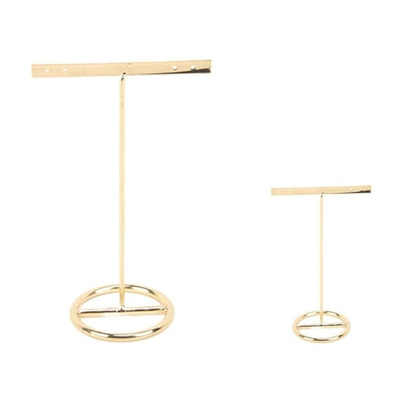 WSTEER 2pcs Metal Earrings Holder T-shaped Eardrop Display Stand Ear Jewelries Rack Organizer (Flat Rod with Holes)