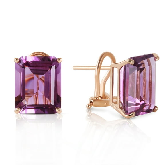 Galaxy Gold 14K Solid Gold 13 Carat Natural Amethyst Earrings for Women - Yellow Gold Fine Jewelry