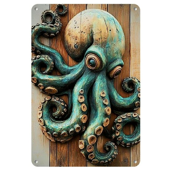 1pc Iron Vintage-Inspired Cthulhu Mythos Octopus Metal Wall Art - Durable Iron, Perfect For Home & Garden Decor, Ideal Gift (es)