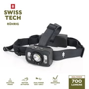 Swiss Tech Rechargeable LED Headlamp, IP54 Weatherproof, Drop Resistant, Motion Activated, 700 Lumen