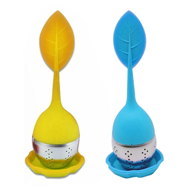 Infusores de té de acero inoxidable para té suelto, colador más empinado de mango largo, filtro de té con mango de silicona, utensilios de cocina de malla de bola
