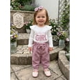 thumbnail image 4 of Loicainy Infant Baby Girl Fall Clothes Set 3 6 9 12 Months Ribbed Romper Floral Corduroy Pants Bow Headband Outfits, 4 of 9