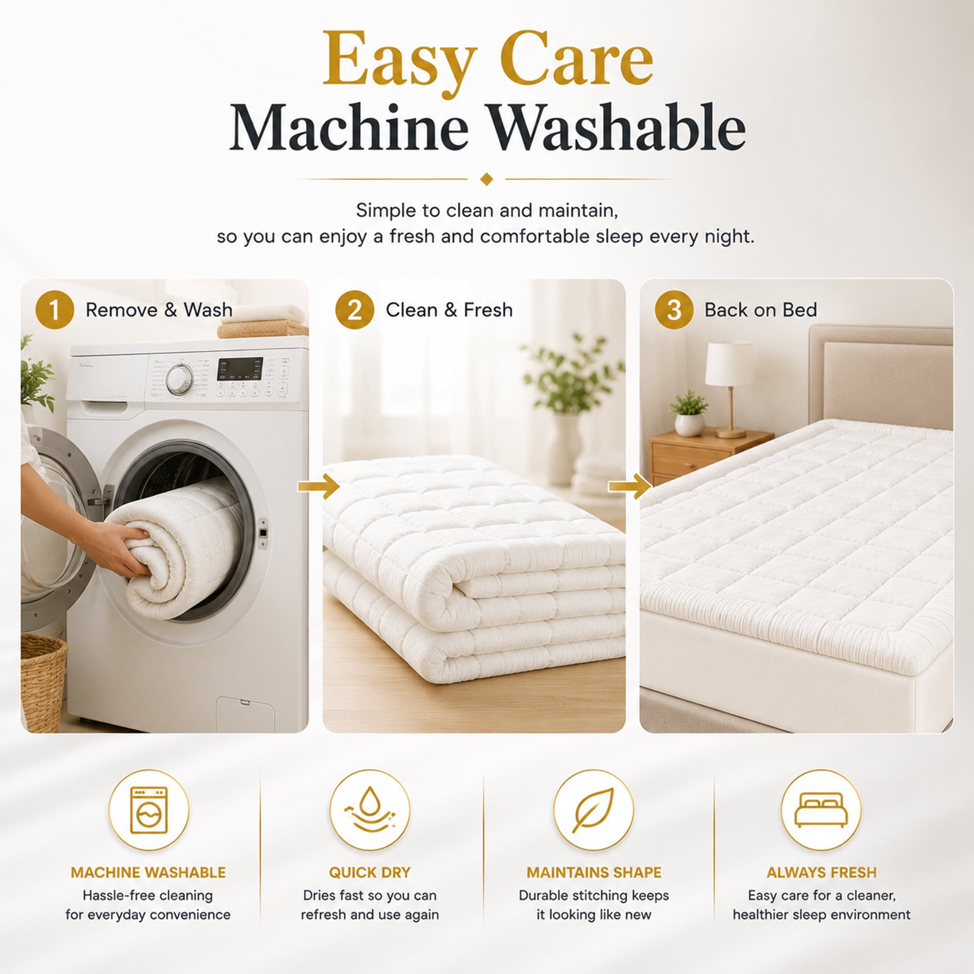 Continental Sleep, Quilted Fitted Mattress Pad – Fitted Elastic Quilted Protector, Cover Stretches up to 18 Inches Deep Pocket - Machine Washable Topper, Twin, White