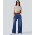 thumbnail image 4 of Jeans for Women High Waisted Pull on Baggy Jeans Straight Casual Denim Pants with Pockets L, 4 of 9