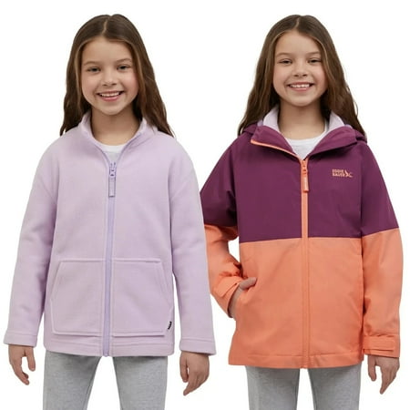 Eddie Bauer Youth Girls 3-in-1 Jacket, Waterproof Insulated Winter Coat, Purple, Medium 10/12
