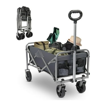 Beach Wagon, Grocery Wagon All-Terrain Wheels, Wagon Cart with Big Wheels for Sand, Garden Grocery Wagon for Lawn, Park, Picnic, Camping, Gray