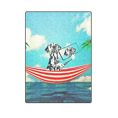 Dog Blankets And Throws CADecor Dog Making Selfie And Relaxing On The Sun Beach Throw Blanket Bed Sofa Blanket 58x80 inches ()