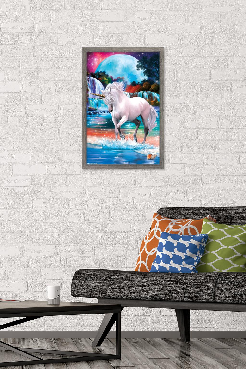 PD Moreno - Fine Art - Unicorn Wall Poster, 14.725" x 22.375" Framed