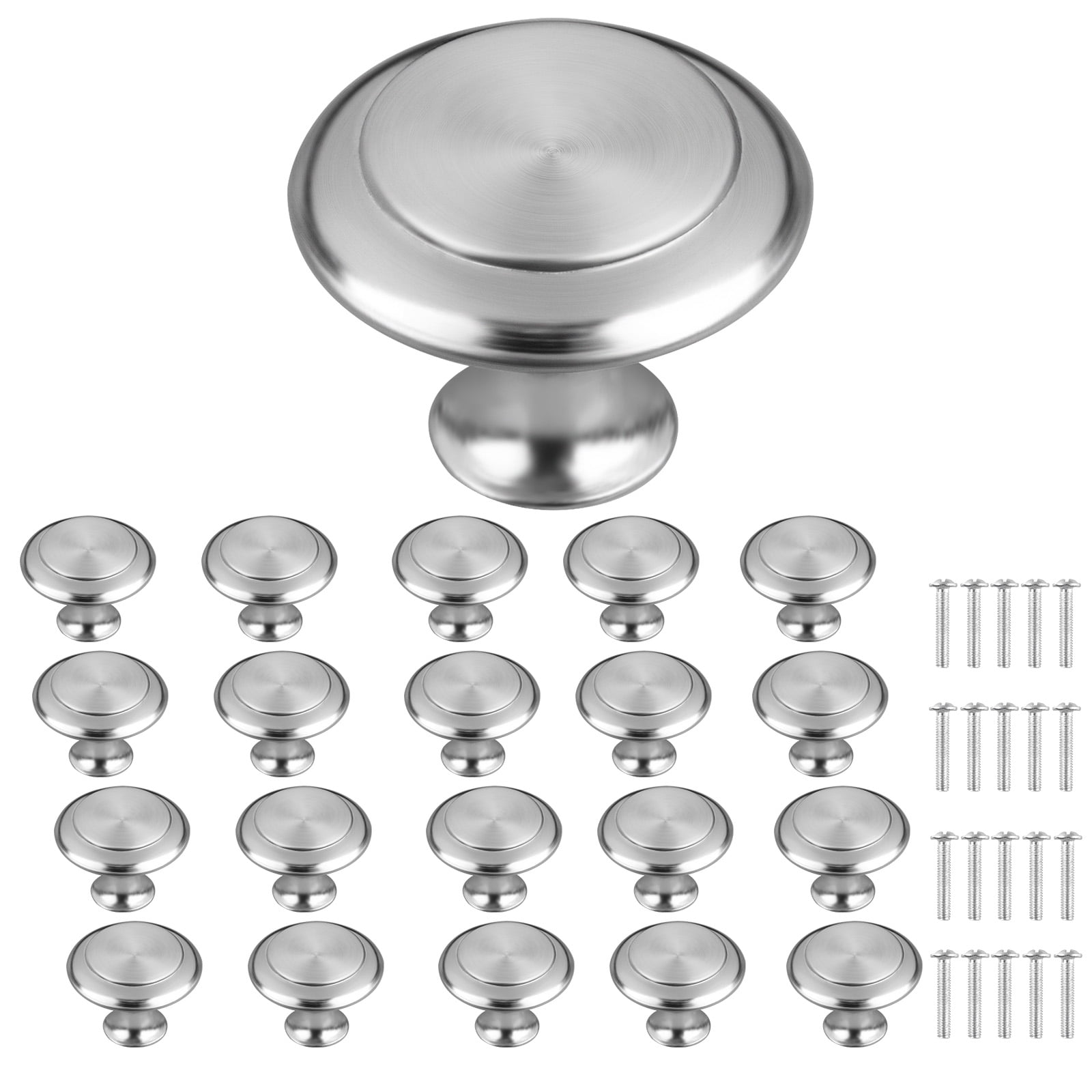 TSV Kitchen Knobs 0.91'' Drawer Pulls Decorative Knobs Stainless Steel Nickel
