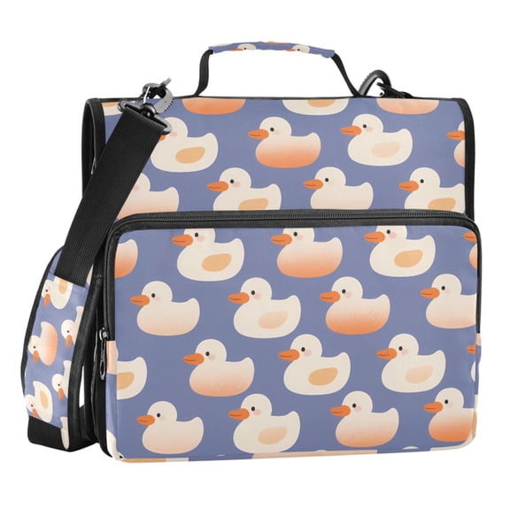 ALAZA Zipper Binder Cartoon Duck Purple 3 Ring Trapper Keeper File Folder Organizer Bag