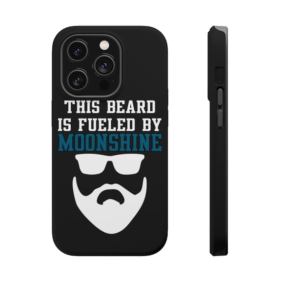 DistinctInk Tough Case for Apple iPhone 15 PRO (6.1" Screen), Compatible with MagSafe Charging - This Beard is Fueled by Moonshine