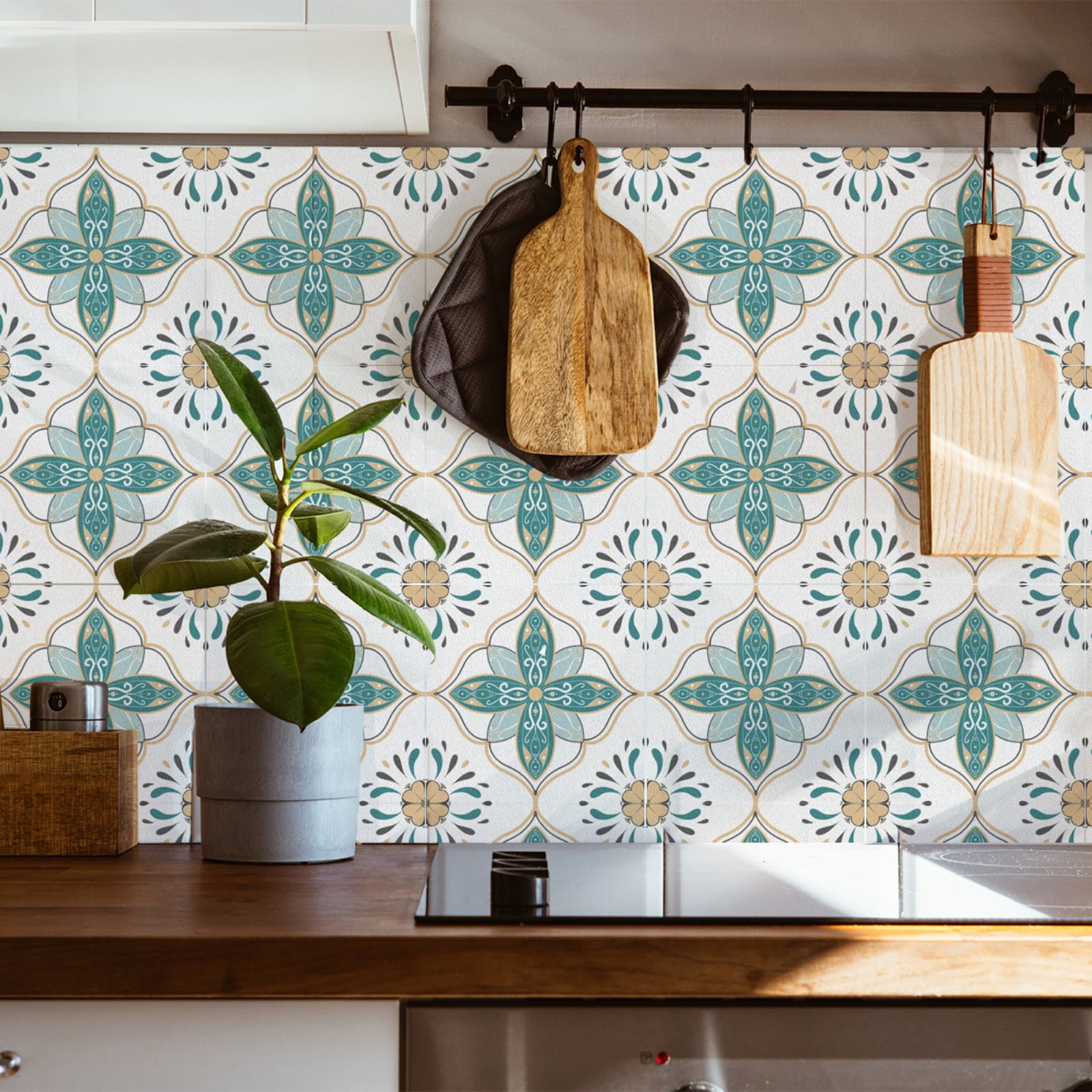 10PCS French Style Peel and Stick Tile Stickers Wall Backsplash DIY Murals Self Adhesive Removable Textured Tile Stickers For Home Kitchen Bathroom Decor, 6 x 6 inch