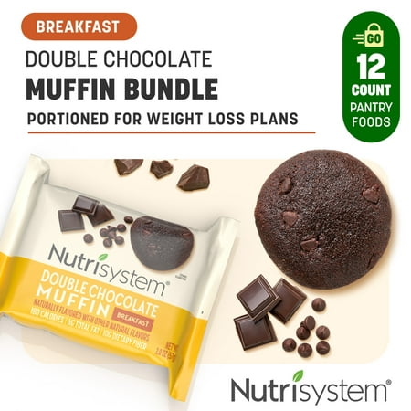 Nutrisystem Double Chocolate Breakfast Muffins, 7g Protein, 12 Count
