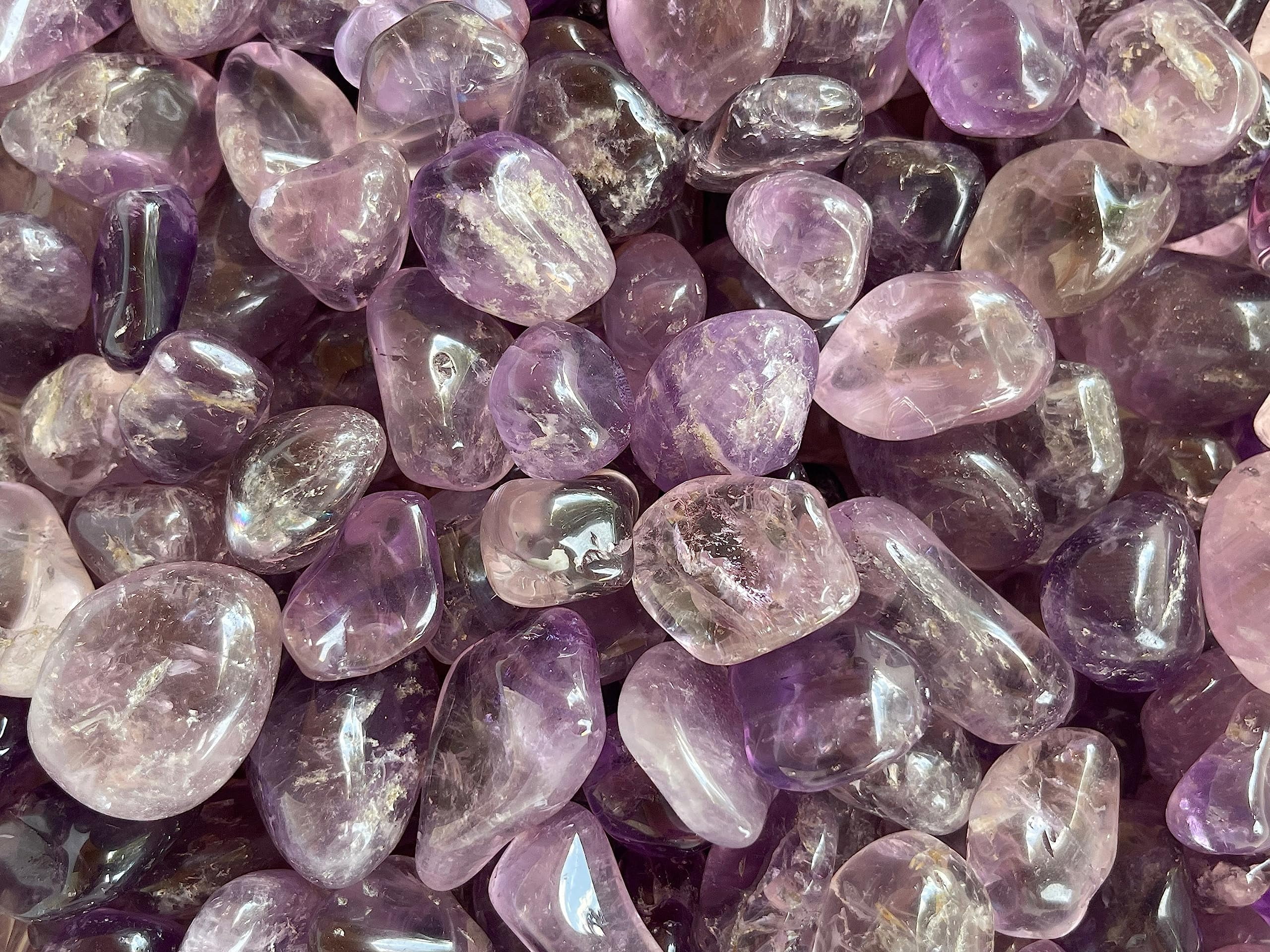 Amethyst Tumbled Stones, Polished Natural Amethyst Gemstone, Amethyst Healing Crystals (Amethyst, 0.5 Pound)