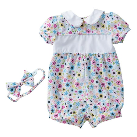 

LBECLEY Baby Girl Outfits 18-24 Months Baby Girl Clothes Shorts Sleeve Cartoon Prints Romper Jumpsuit Cute Baby Girl Clothes 1St Birthday Girl Shirt Light Blue 73