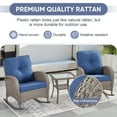 thumbnail image 4 of POCASSY Outdoor Rocking Chairs with Cushion, 3 Pieces Patio Rocker Gray Wicker Rattan Set with Wicker Side Table for Porch Deck Balcony, Blue, 4 of 8