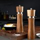 thumbnail image 1 of Juego de molinillos de sal y pimienta de madera - Molinillos de cerámica con aspereza ajustable - Hecho de madera sostenible 2 piezas 8 pulgadas, 1 of 5