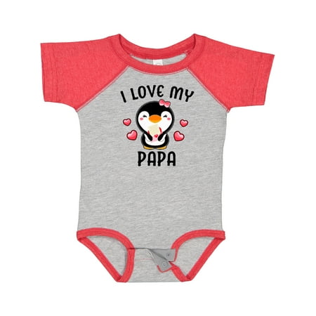 

Inktastic I Love My Papa with Cute Penguin and Hearts Gift Baby Girl Bodysuit