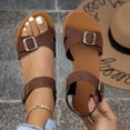 thumbnail image 1 of Fankiway Women's Non Slip Flat Sandals Adjustable Buckle Straps Padded Footbed Open Toe Plus Size Summer Brown 7, 1 of 9