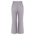 thumbnail image 5 of FUNUONY Lightweight Wide Leg Cropped Pants for Women High Waisted Loose Casual Lounge Travel Work Sweatpants Summer Fashionable Solid Color Loose Cotton Linen Elastic Pleated Wide Leg Pants Grey S, 5 of 9