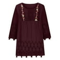 thumbnail image 5 of BSDJILFG Womens Lace Tops Short Sleeve Crew Neck Tunics Boho Print Flowy Casual Summer Blouse on Spring, 5 of 6