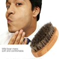 thumbnail image 4 of Mens Round Wood Handle Boar Hair Bristle Beard Mustache Brush Comb Palm, 4 of 5