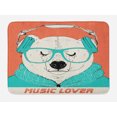 thumbnail image 1 of Polar Bear Bath Mat, Portrait of Music Lover Hipster Grizzly Bear with Headphones, Plush Bathroom Decor Mat with Non Slip Backing, 29.5" X 17.5", Sea Green Coral, by Ambesonne, 1 of 2