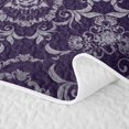 thumbnail image 5 of Erosebridal Victorian Damask Twin Quilt Set, Bohemian Blossom Twin Coverlet Set, Dark Purple Silver 2pcs, 1 Bedspread and 1 Pillowcase, 5 of 7