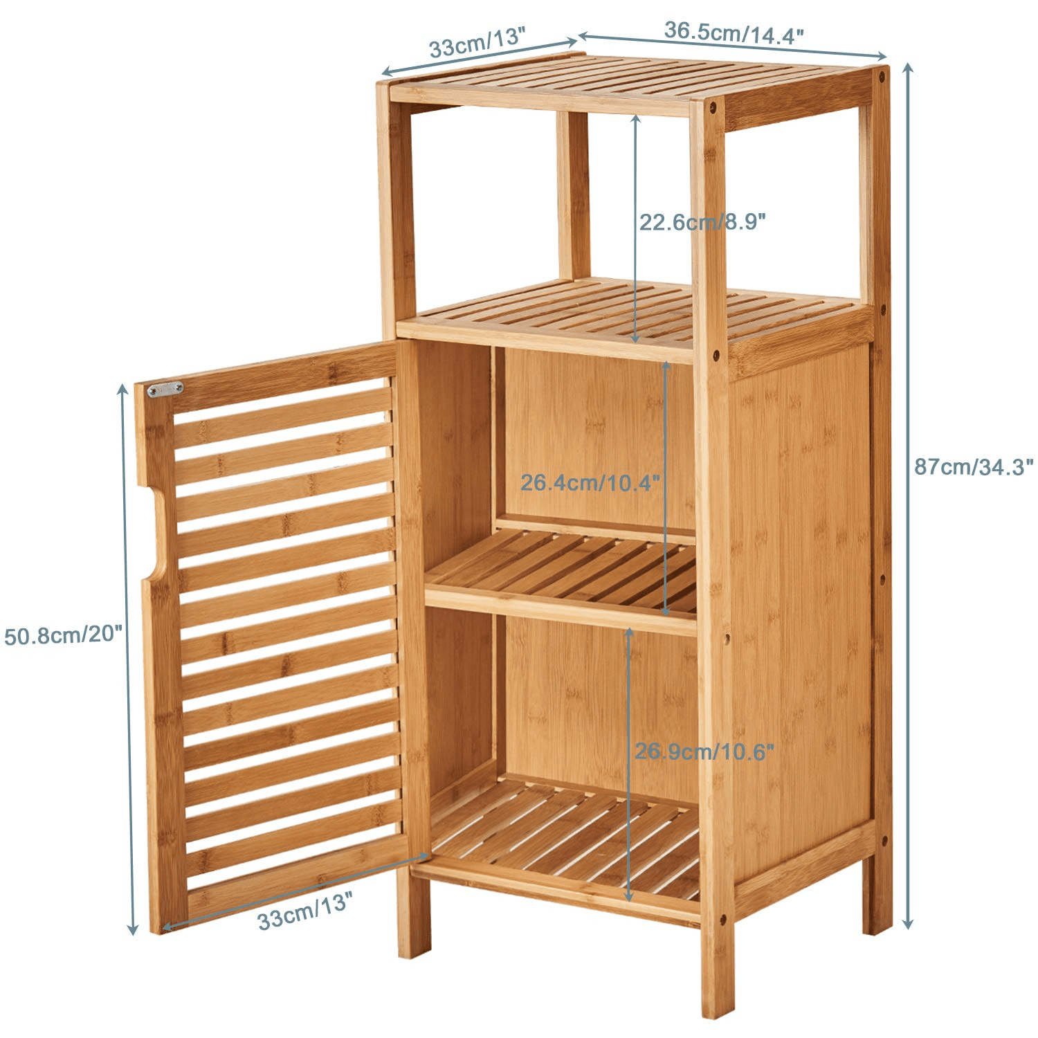 Buy Bamboo FreeStanding Corner Storage with Door and Shelf