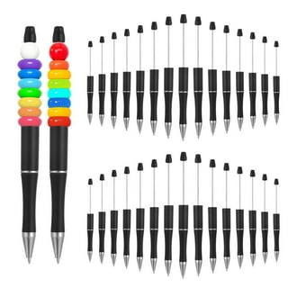  Plastic Beadable Pen Bead Ballpoint Pen Assorted Bead Pen  Shaft Black Ink Rollerball Pen with Extra Refills for Kids Students Office  School Supplies, 10 Colors (10) : Office Products
