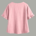 thumbnail image 5 of Ihhxva Plus Size Women's Linen Tops V-Neck Blouse Loose Fit Button Detail Flutter Sleeves Casual Summer Top Airy Flowy Tunic for Beach Vacation S-2XL, 5 of 8