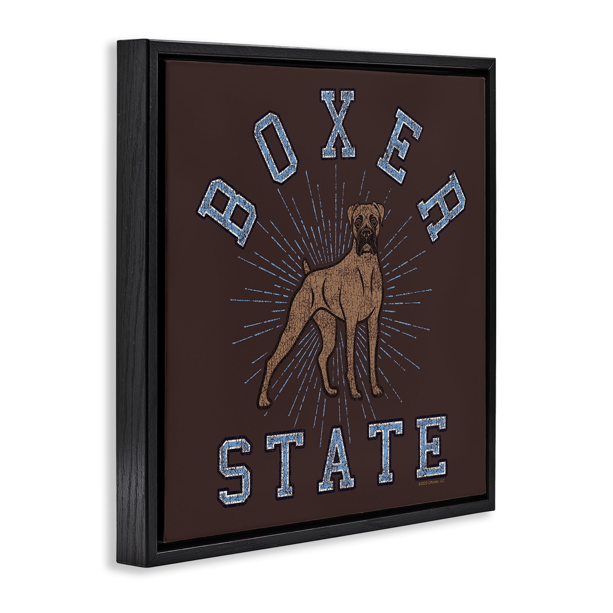 Stupell Industries Vintage Boxer State Novelty & Humor Painting Black Floater Framed Canvas Art Print Wall Art, 18 x 18