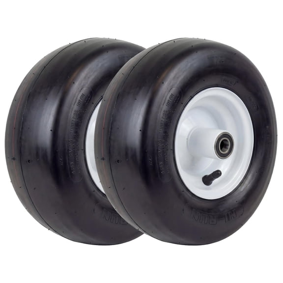 Hi-Run 2 Set SU19 11X4.00-5 4PR Front Lawn & Garden Tire on 5X3 White Rim Assembly with 5/8" Bushing