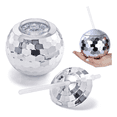thumbnail image 4 of Vaso Esfera Bola Disco Ball Popote 600ml Fiesta Copa Espejo Malubero, Plateado, 4 of 5