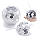 thumbnail image 4 of Vaso Esfera Bola Disco Ball Popote 600ml Fiesta Copa Espejo Malubero, Plateado, 4 of 5