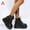 Black, variant on Babysbule Boots for Women Clearancde Women's Shoes Fashion Round Toe Wedge Heel Low-barrel Lace-up Patent Leather Shiny Shoes