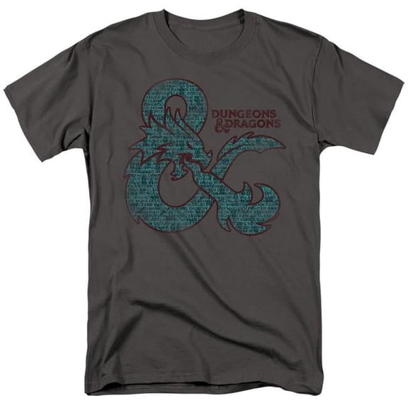 Trevco Sportswear HBRO755-AT-3 Dungeons & Dragons Ampersand Classes Adult Regular Fit Short Sleeve T-Shirt, Charcoal - Large