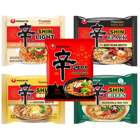 Nongshim Shin Instant Ramen Noodle Combo Shelf-Stable 5 Count