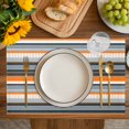 thumbnail image 4 of Orange Grey Striped Placemats Set of 6, Farmhouse Vintage Stripe Placemats for Dining Table, Place Mats for Kitchen Tabletop, Waterproof Wipeable Dining Table Mats Set, 4 of 9