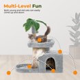 thumbnail image 4 of Mudie 31.5" Cat Tree Cat Tower for Indoors with Green Leaves, Cat Condo Cozy Play Plush Cat House with Hang Ball and Leaf Shape Design, Cat Furniture with Cat Scratching Posts, Grey, 4 of 9