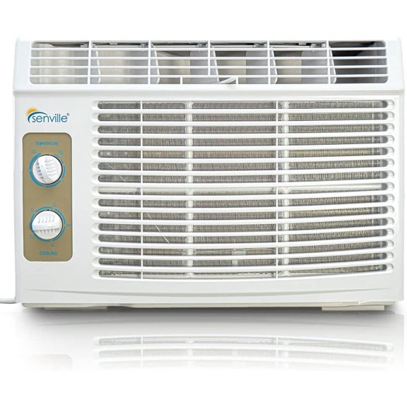 Senville 5,000 BTU Window Air Conditioner and Fan, Easy Mechanical Controls, Washable Filters, White