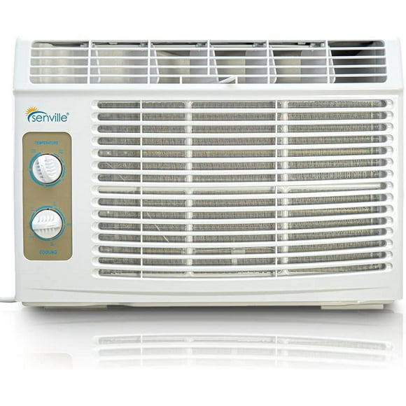 Senville 5,000 BTU Window Air Conditioner and Fan, Easy Mechanical Controls, Washable Filters, White
