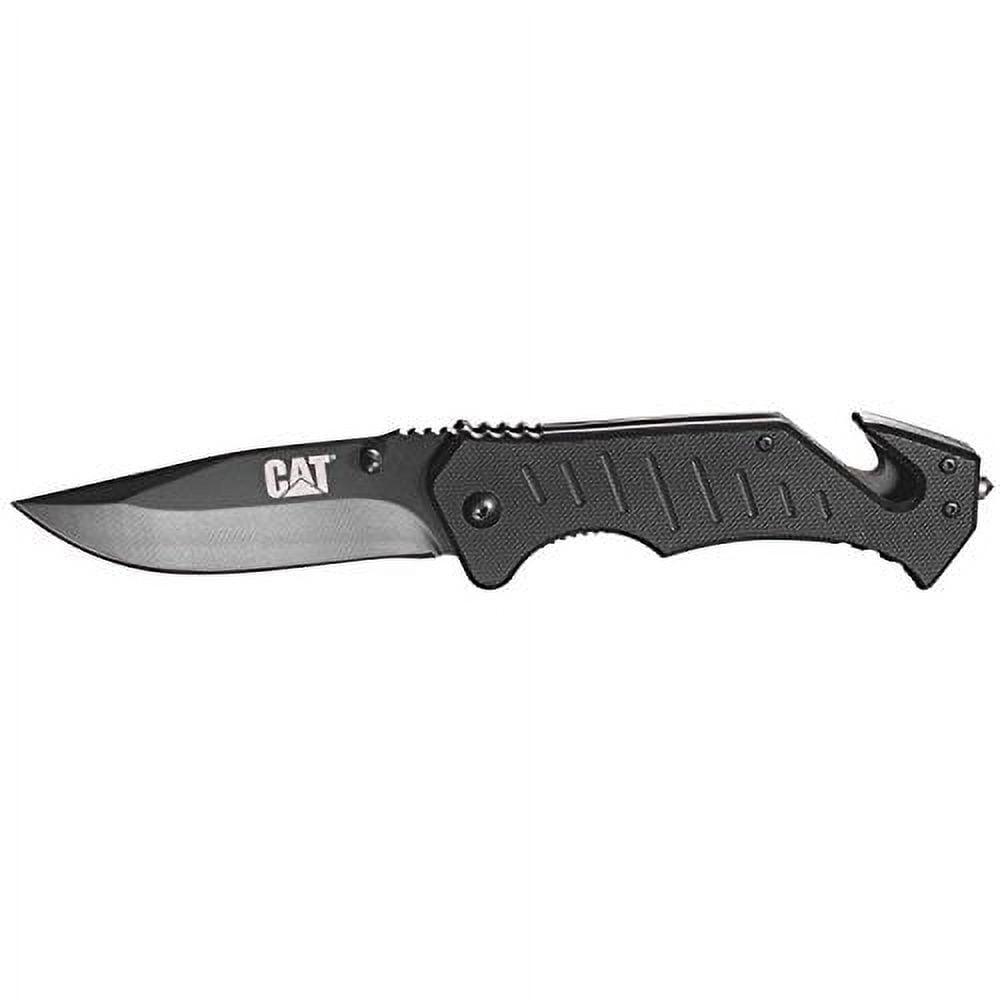 Cat 7.5" Folding Pocket Knife - 3" Drop Point Blade, Red G10 Handle, Liner Lock With Clip