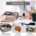 thumbnail image 5 of HESHENG Portable Travel Makeup Storage Bag Multifunction Waterproof Cosmetic Organizer Makeup Brushes Train Case with Inner Pouch for Women Girls, 5 of 7