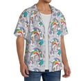 thumbnail image 2 of Sikiie Unicorn DoingYoga Men's Wrinkle Free Untucked Cuban Shirt Business Casual Button Down Shirts Short Sleeve ShirtMedium, 2 of 5