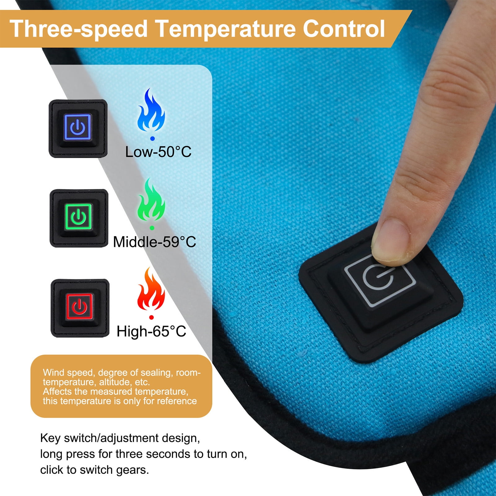 USB Heated Seat Cushion with 3 Temperature Levels, Portable Foldable Heating Pad for Car, Camping, Fishing, Hunting, Indoors, 42.5x42.5cm, Gray/Khaki/Blue/Red