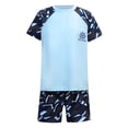 thumbnail image 3 of Yeahdor Boys Short Sleeve Printed Rash Guard Two Pieces Swimsuit Set Summer Beach Bathing Suit Sky Blue A 4XL, 3 of 7